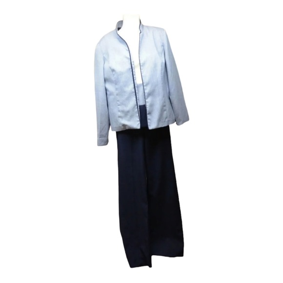 COPY - Perceptions New York  Size 10 Jacket Pants Top Blue, White Women's 3 Pie… - Picture 2 of 7